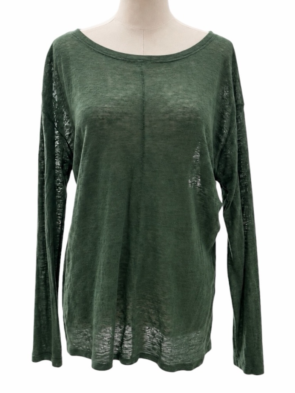 Gap 100% Linen Sheer Long Sleeve Top in Olive Green Size Women’s Small